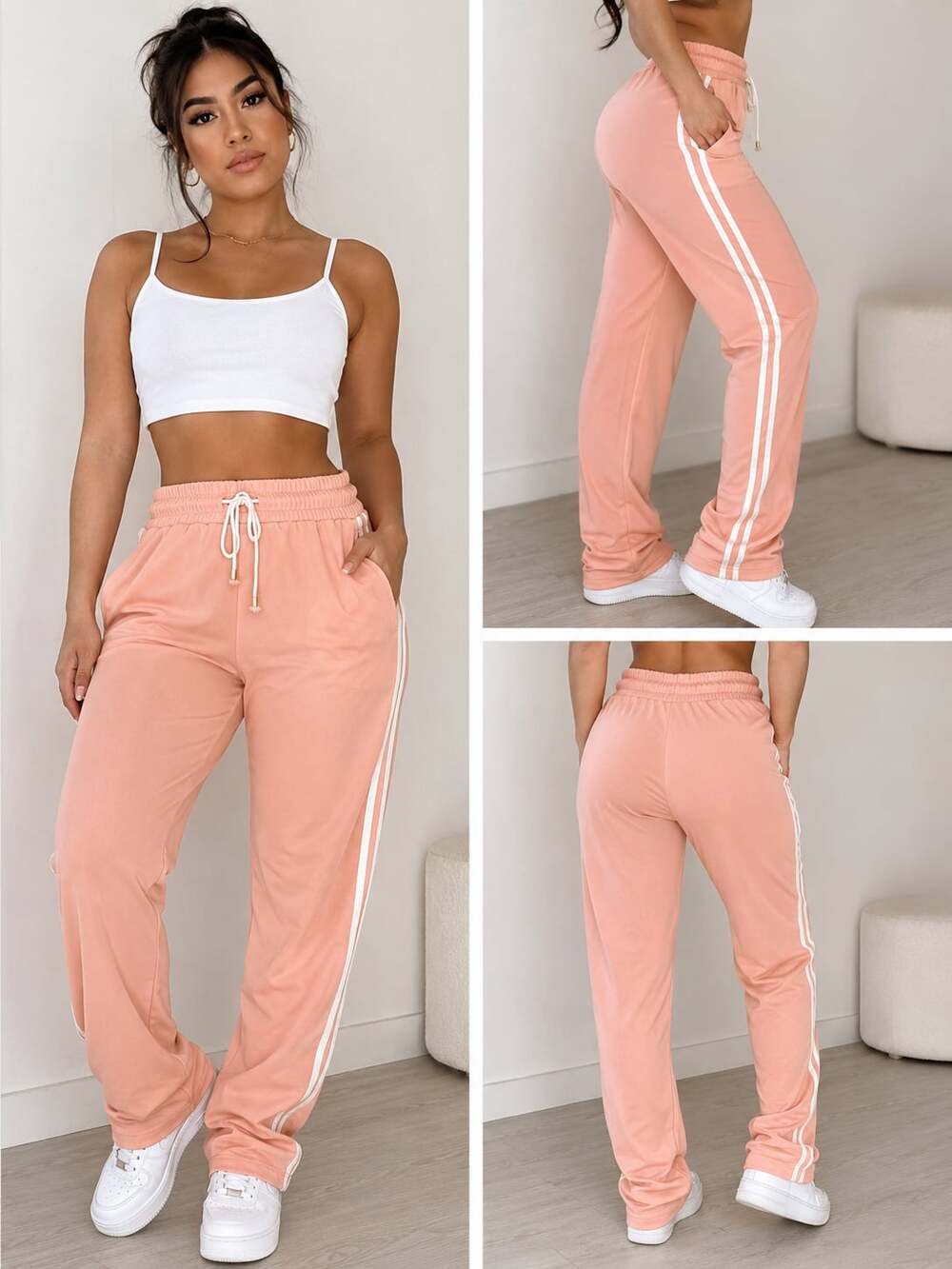 Women's Fashion Nova Mesh Sweatpants with Dual Side Stripes
